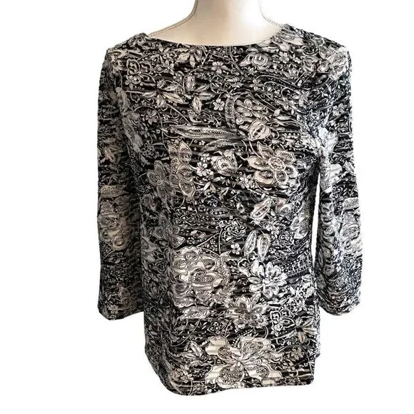 Coldwater Creek Black White Knit Top Size Medium NWT - Picture 2 of 6